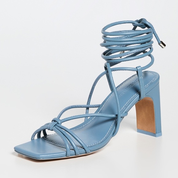 Jonathan Simkhai Meghan Leather Square Toe High Heel Wrap Sandals Sz 36 US 6 - Picture 1 of 13